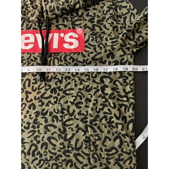 Levi's Hoodie Mens Medium Green Leopard Camo Box Logo Pullover Long Sleeve - Picture 5 of 6